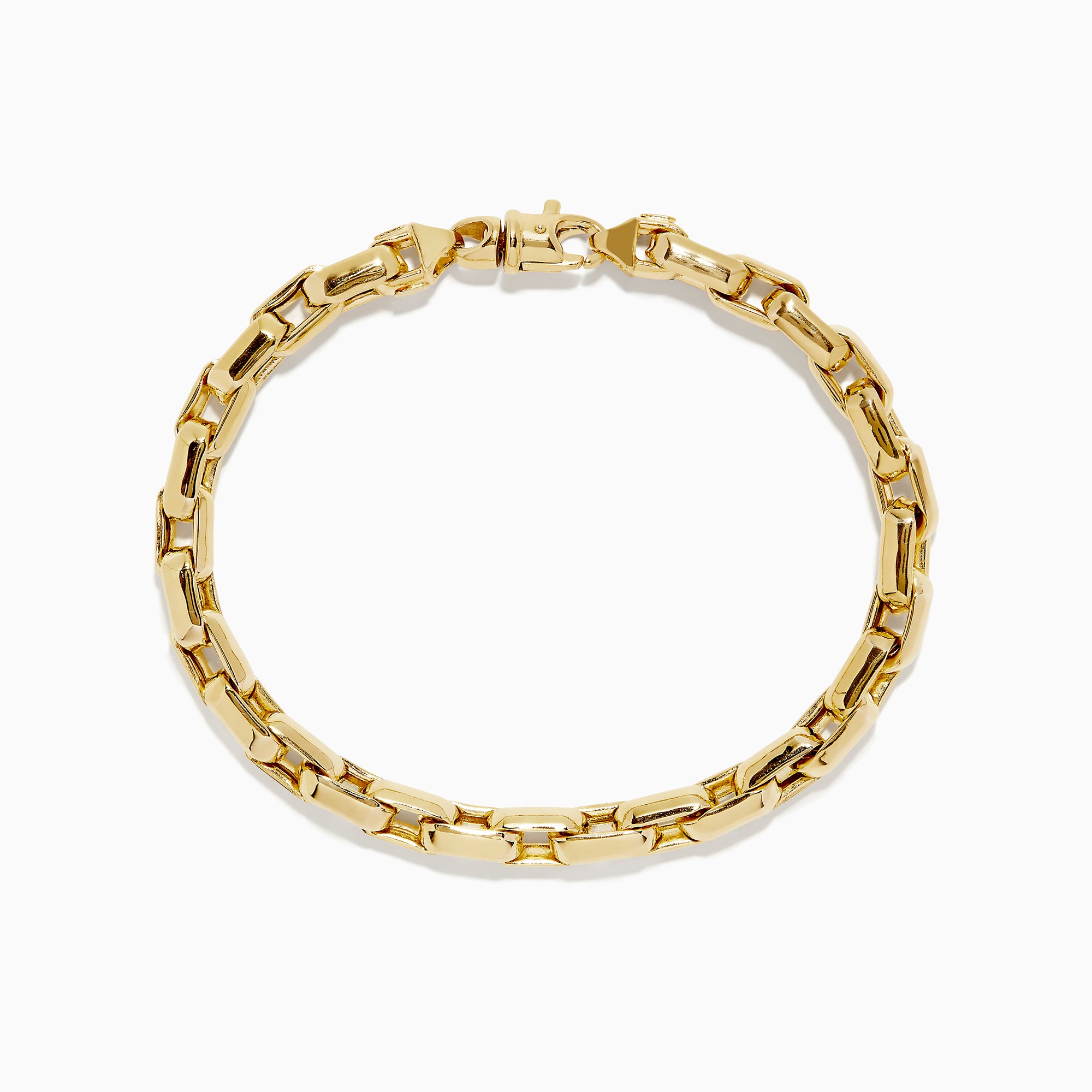 The 14K Yellow Gold 9 Chain Link Bracelet features rectangular links and a secure clasp, shown against a white background.