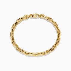 The 14K Yellow Gold 9 Chain Link Bracelet features rectangular links and a secure clasp, shown against a white background.