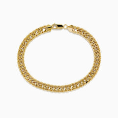 The 14K Two-Tone Yellow and White Gold Reversible Curb Chain Link Bracelet (9) features tightly linked flat curb chains and a secure clasp, shown arranged in a circle on a white background.