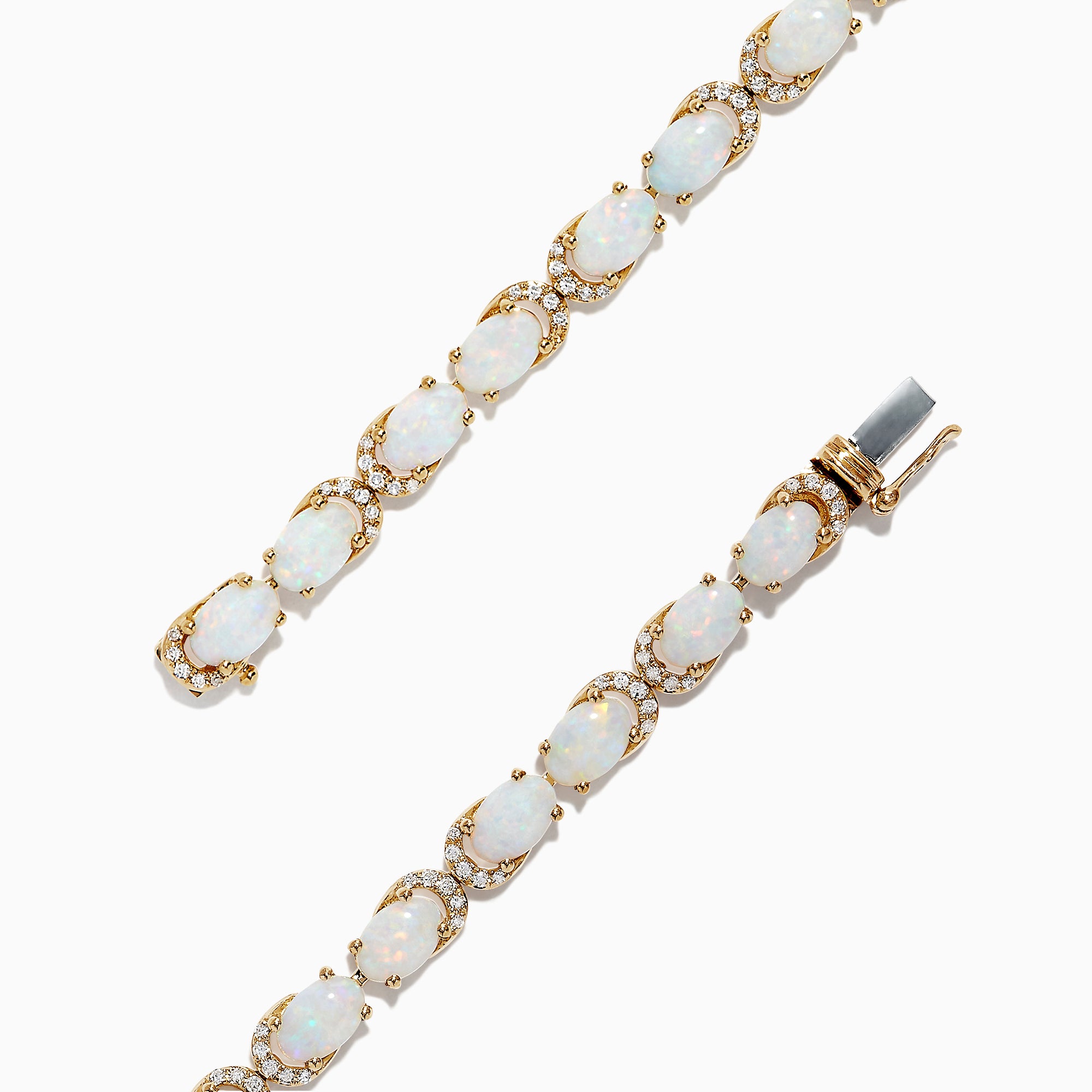 Effy 14K Yellow Gold Opal & Diamond Accented Tennis Bracelet, 6.91 TCW