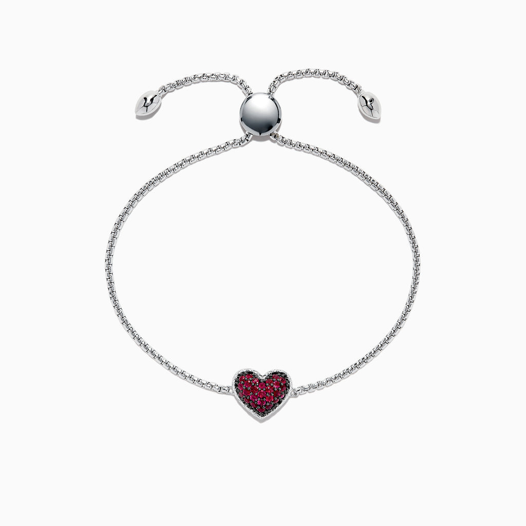Effy 925 Sterling Silver Ruby Heart Bracelet, 0.62 TCW