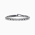 The Mens Sterling Silver Box Link Bracelet features rectangular links and a secure clasp, shown on a white background.