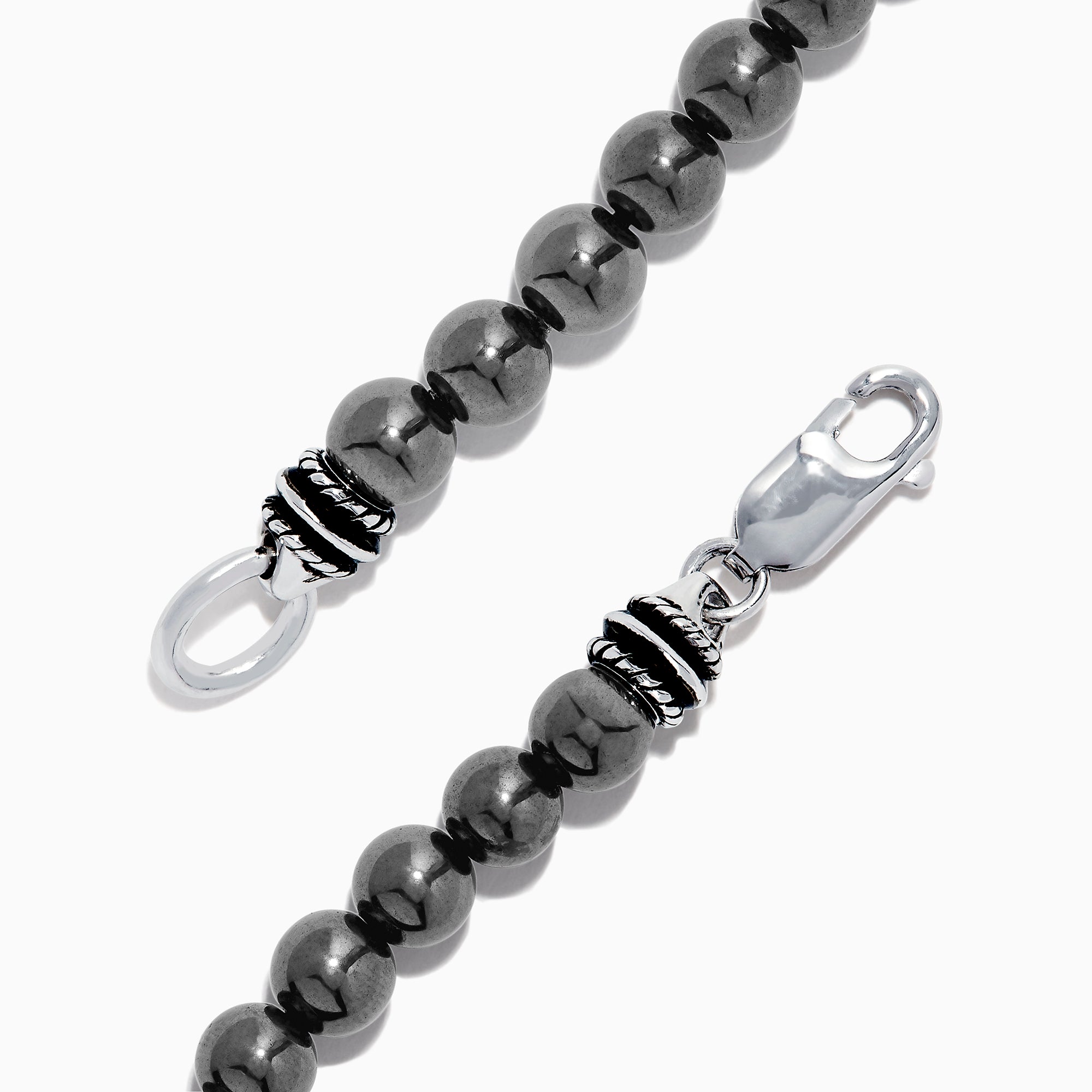 Effy Men's Sterling Silver Beaded Hematite Anchor Bracelet, 71.43 TCW