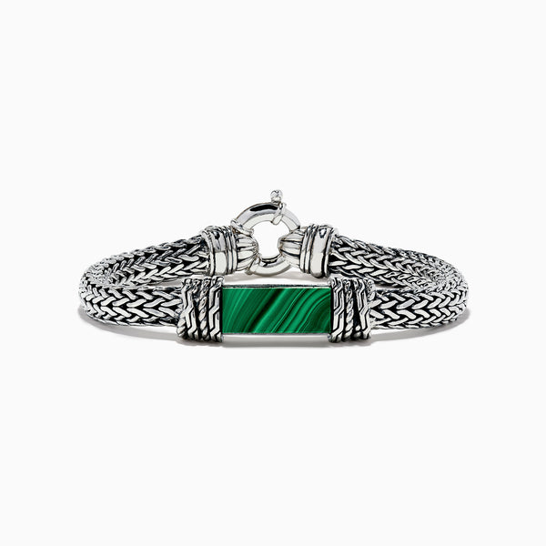 Bracelet Ajustable En Argent 925 Et Malachite – B-AR-39 – Neuf Avec étiquettes