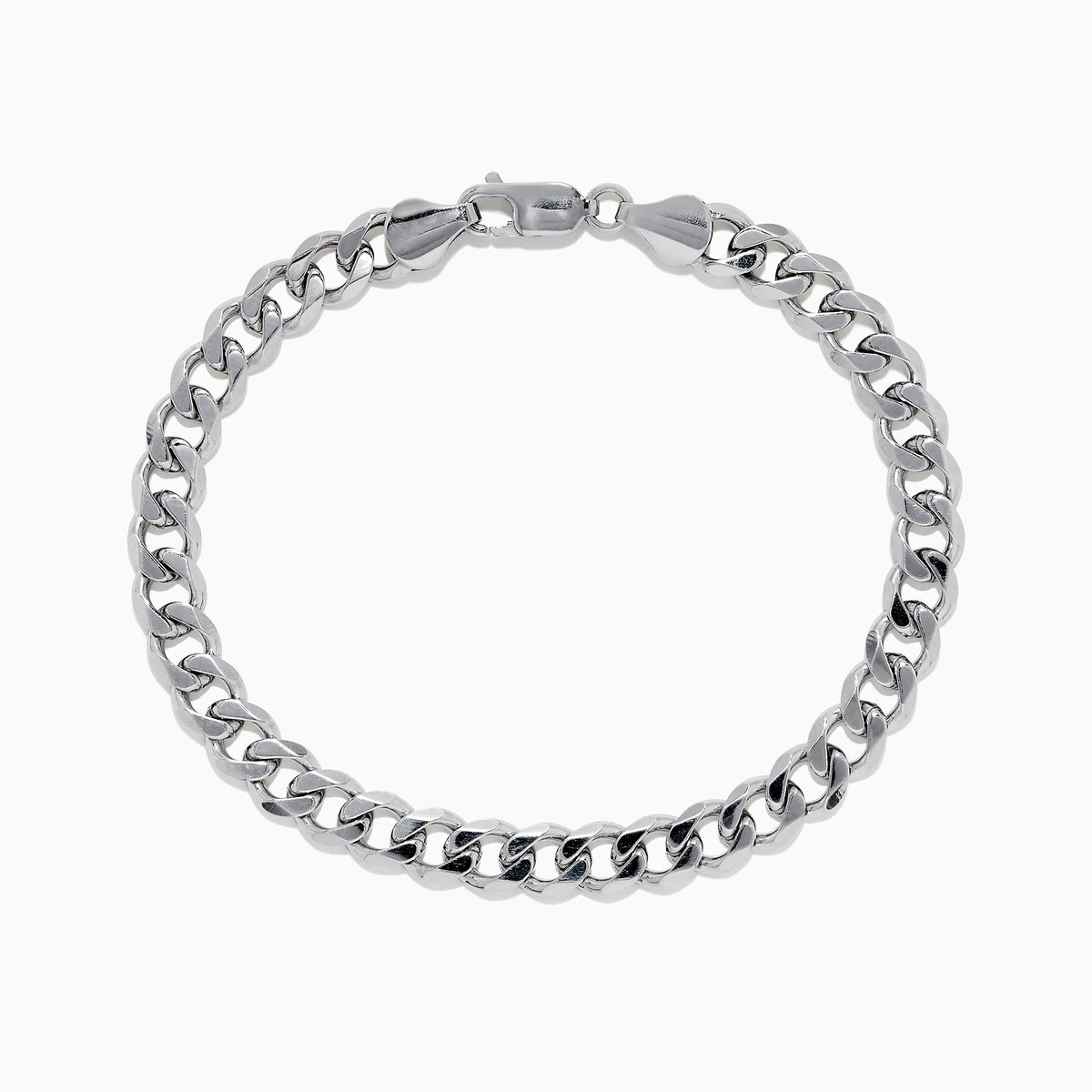 The Mens 925 Sterling Silver Curb Chain Bracelet features thick, closely linked curb-style links and a lobster clasp, shown in a circular shape on a plain white background.
