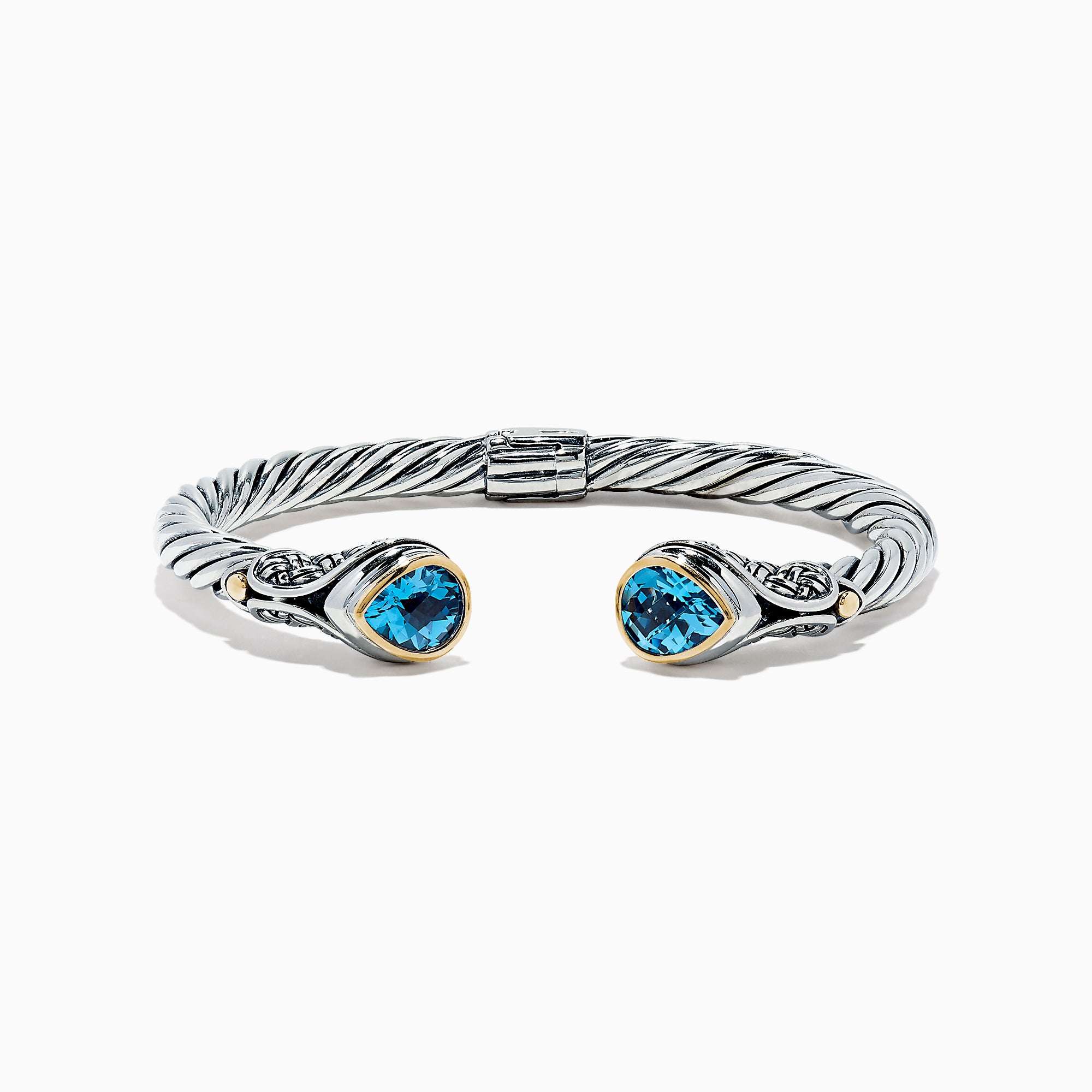 Effy 925 Sterling Silver & 18K Gold Blue Accented Topaz Bangle, 5.20 TCW