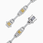 An elegant 18K two tone gold bracelet featuring rectangular yellow gemstones and white diamonds (4.37 TCW), with each gem framed by diamonds and joined by diamond-studded links in an intricate design.