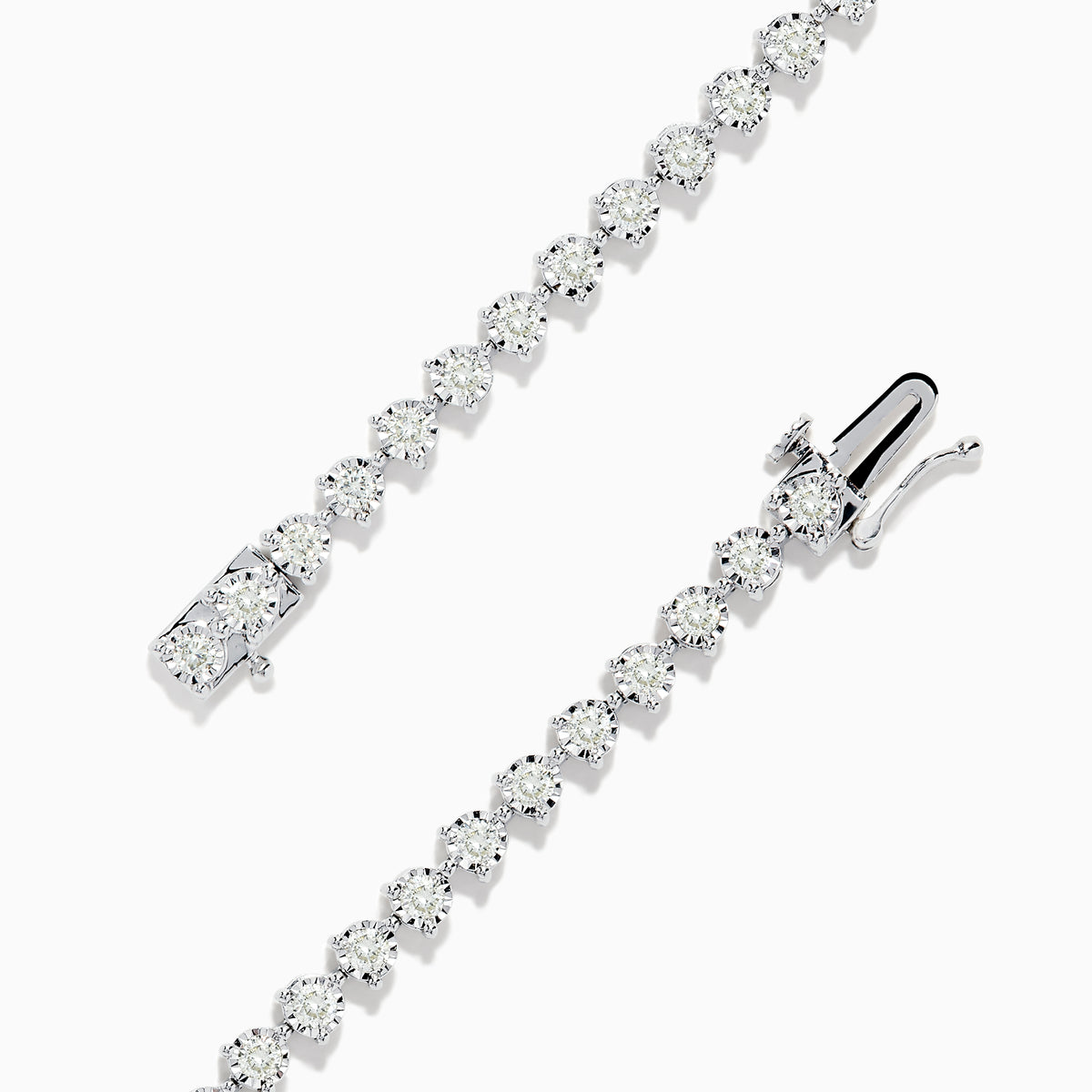 The Pave Classica 14K White Gold Diamond Tennis Bracelet 1.96 TCW features a single row of sparkling diamonds, elegantly set in 14K white gold and photographed on a white background.