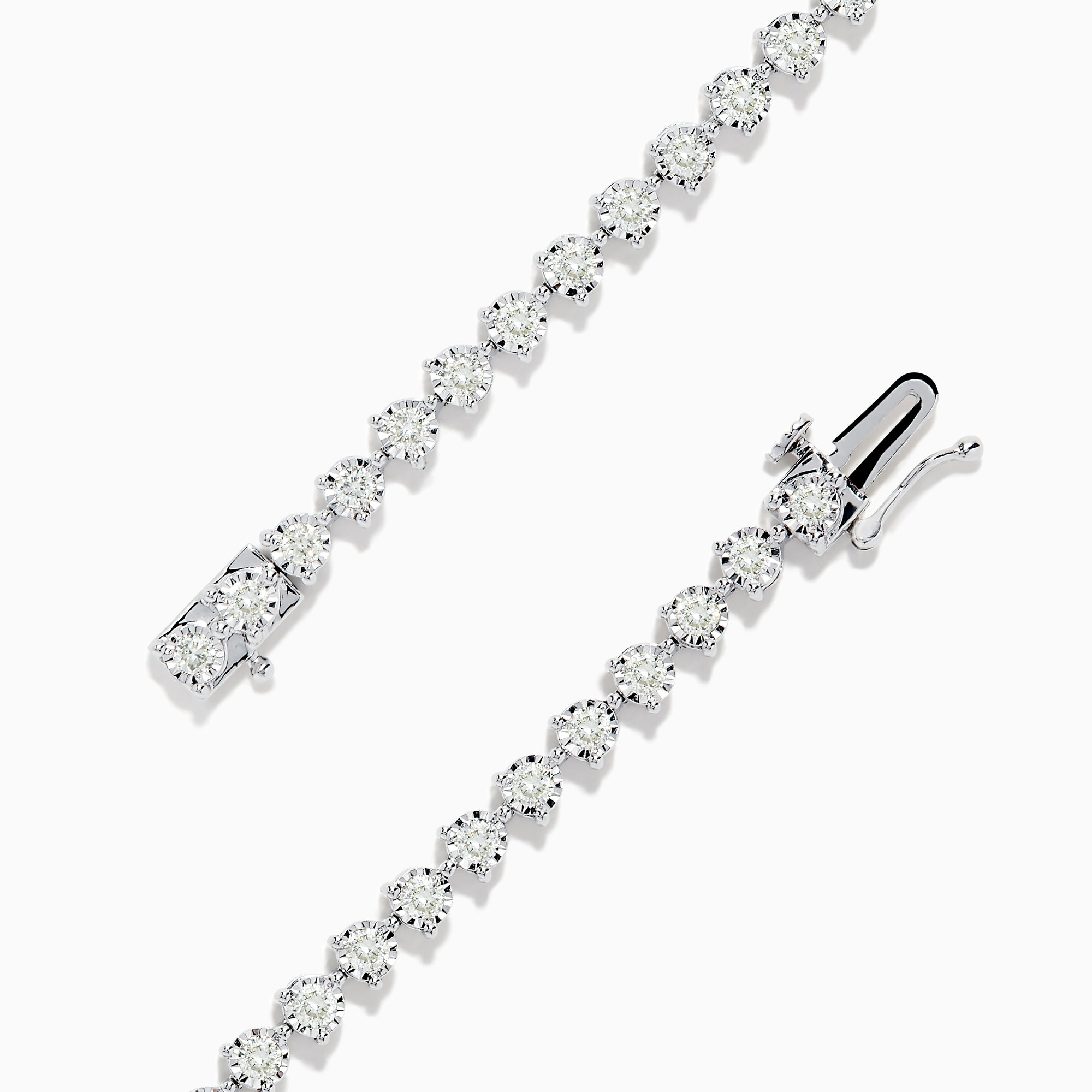 The Pave Classica 14K White Gold Diamond Tennis Bracelet 1.96 TCW features a single row of sparkling diamonds, elegantly set in 14K white gold and photographed on a white background.