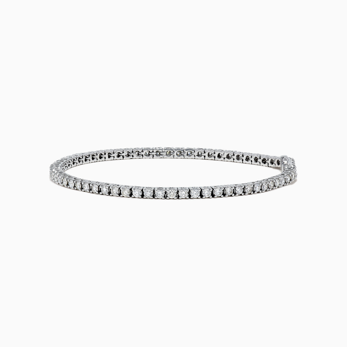 The Pave Classica 14K White Gold Diamond Tennis Bracelet 2.99 TCW, with a sleek row of sparkling diamonds, is displayed on a plain white background.