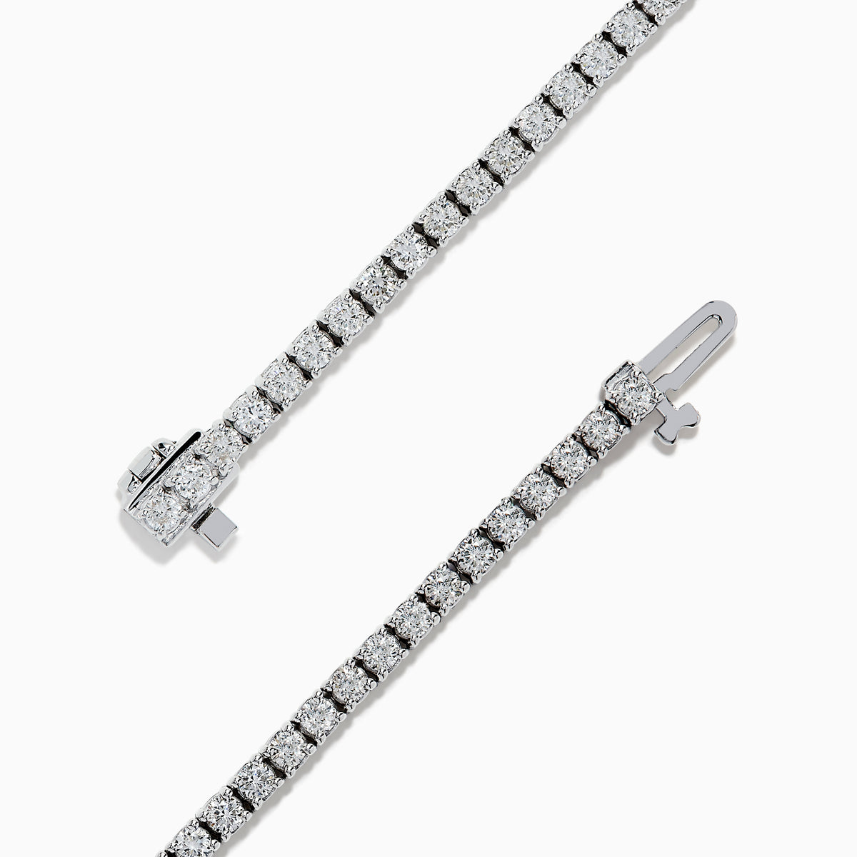 The Pave Classica 14K White Gold Diamond Tennis Bracelet 2.99 TCW, with a sleek row of sparkling diamonds, is displayed on a plain white background.