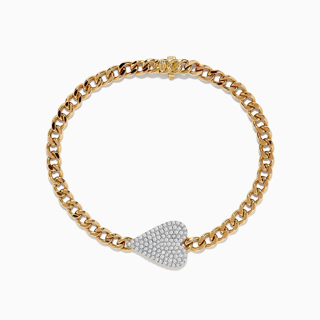 Effy 14K Yellow Gold Diamond Heart Bracelet