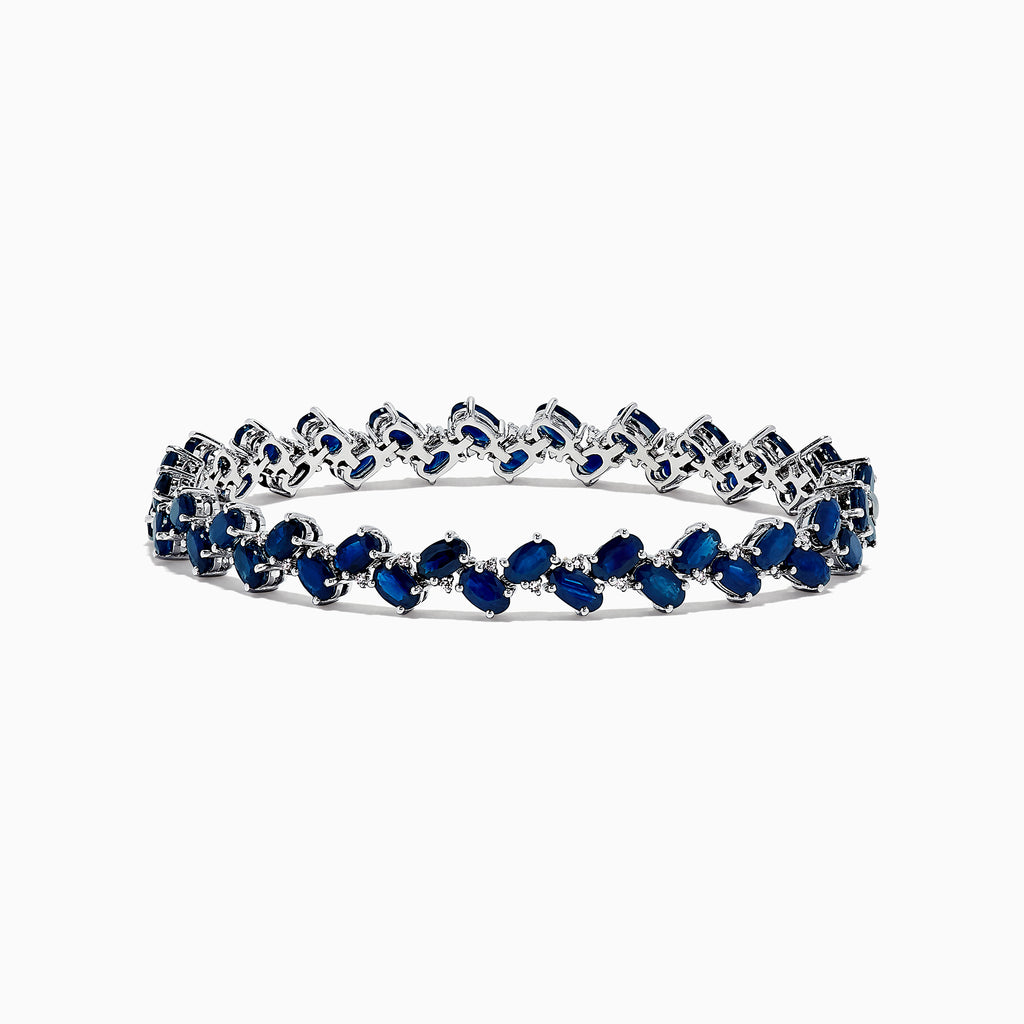 Effy Royale Bleu 14K White Gold Sapphire and Diamond Bracelet, 15.50 T ...