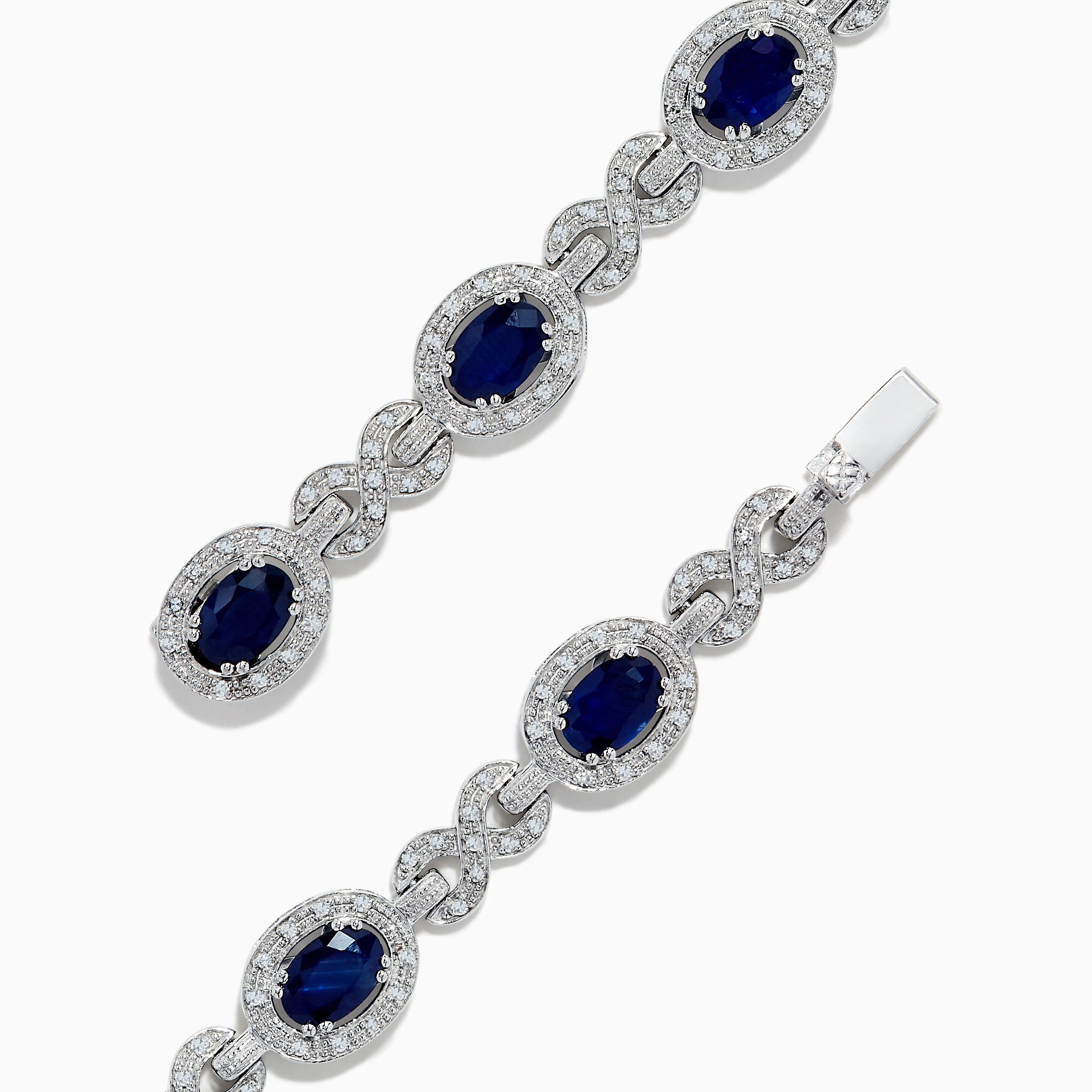 Effy 14K White Gold Blue Sapphire and Diamond Bracelet