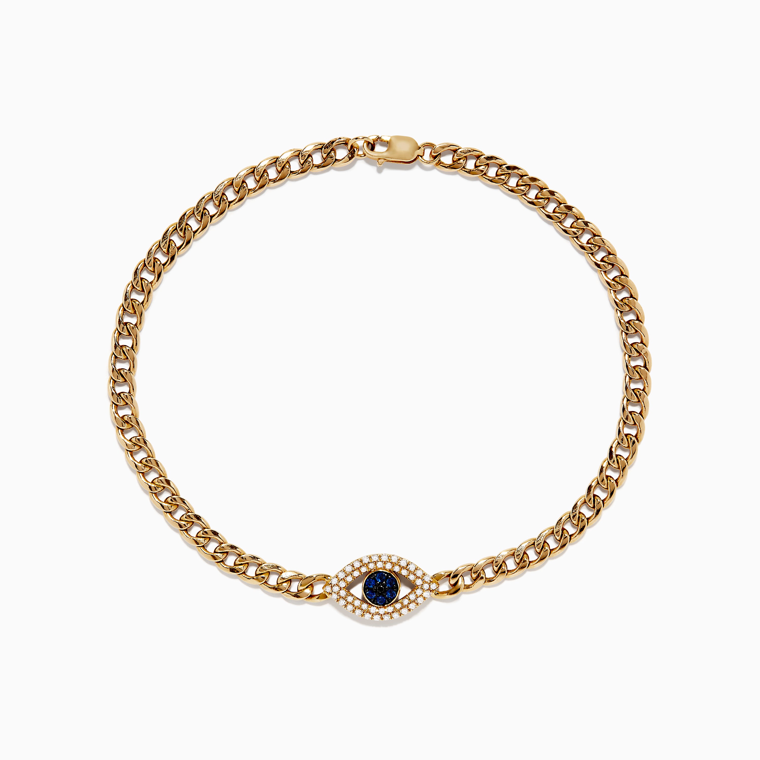 Effy 14K Yellow Gold Blue Sapphire and Diamond Evil Eye Bracelet