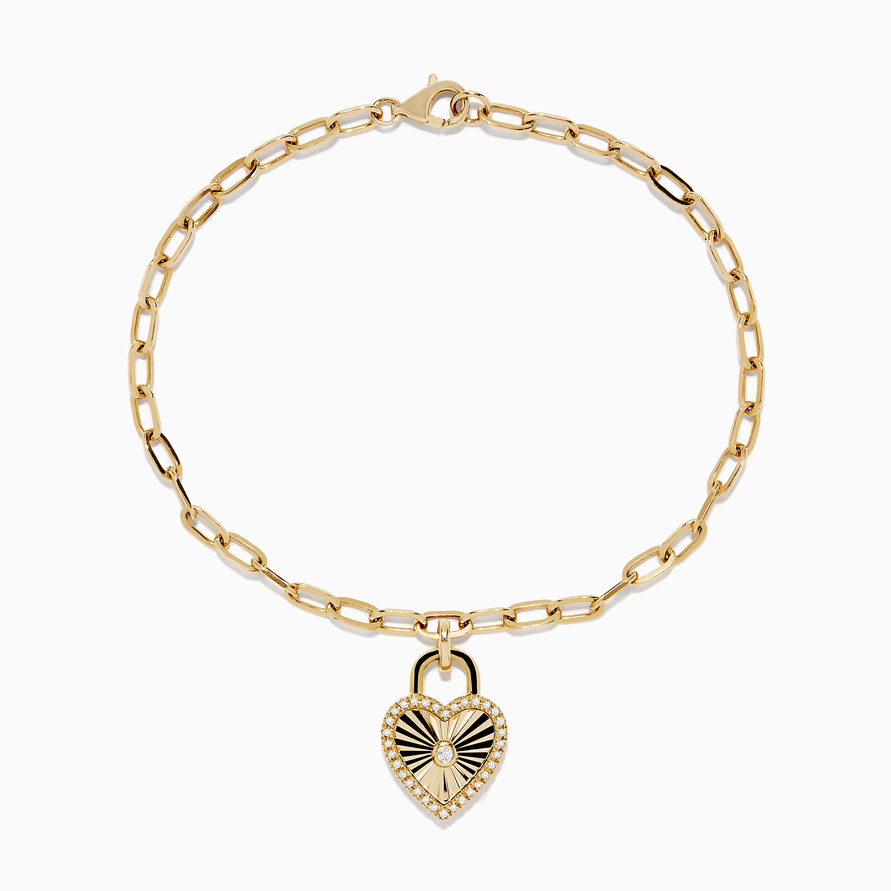 Effy 14K Yellow Gold Diamond Heart Locket Bracelet