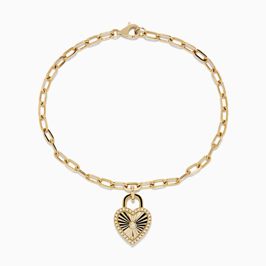 Effy 14K Yellow Gold Diamond Heart Bracelet