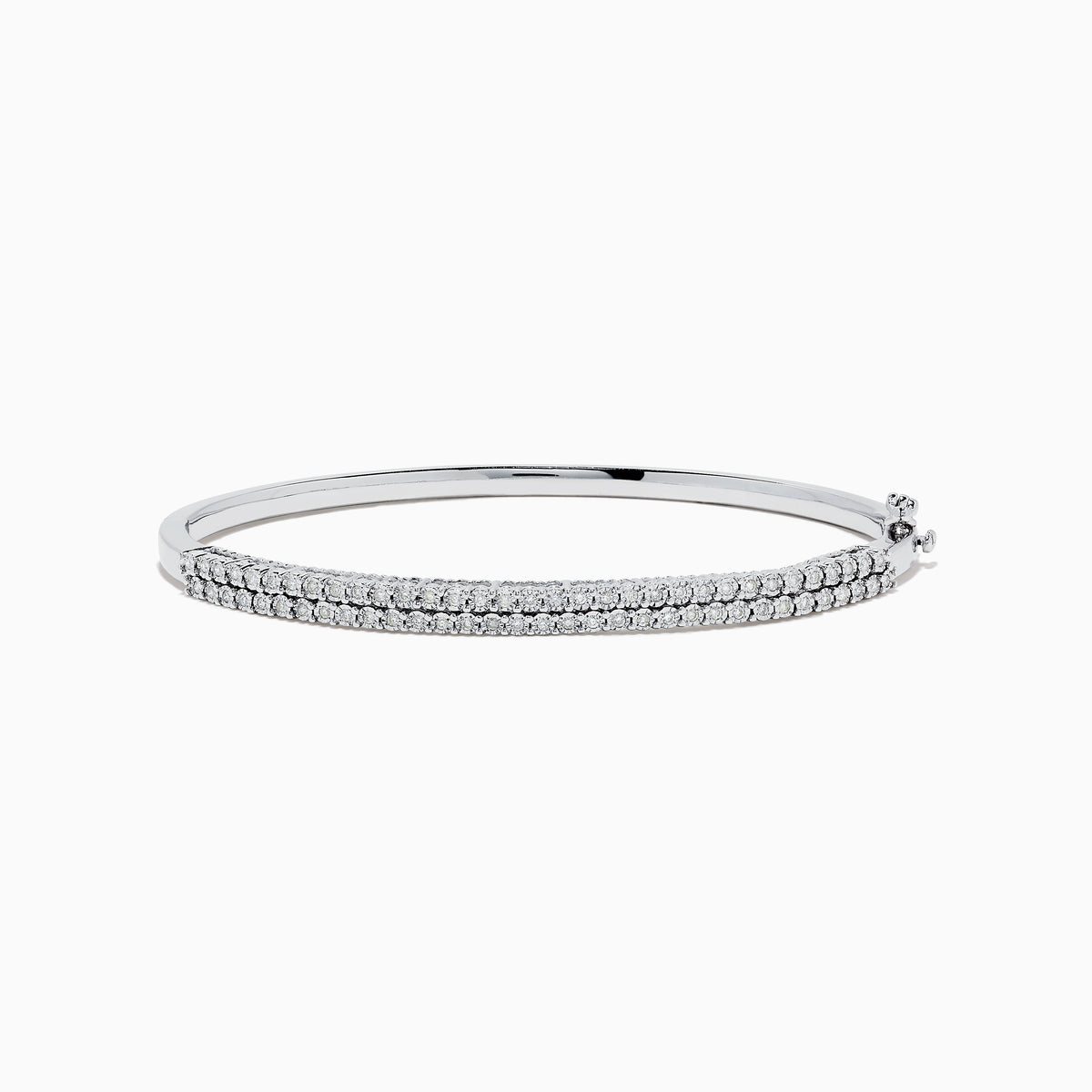 The 925 Sterling Silver Diamond Bangle features three rows of sparkling clear stones by Effy, displayed against a plain white background.