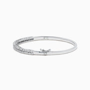 The 925 Sterling Silver Diamond Bangle features three rows of sparkling clear stones by Effy, displayed against a plain white background.
