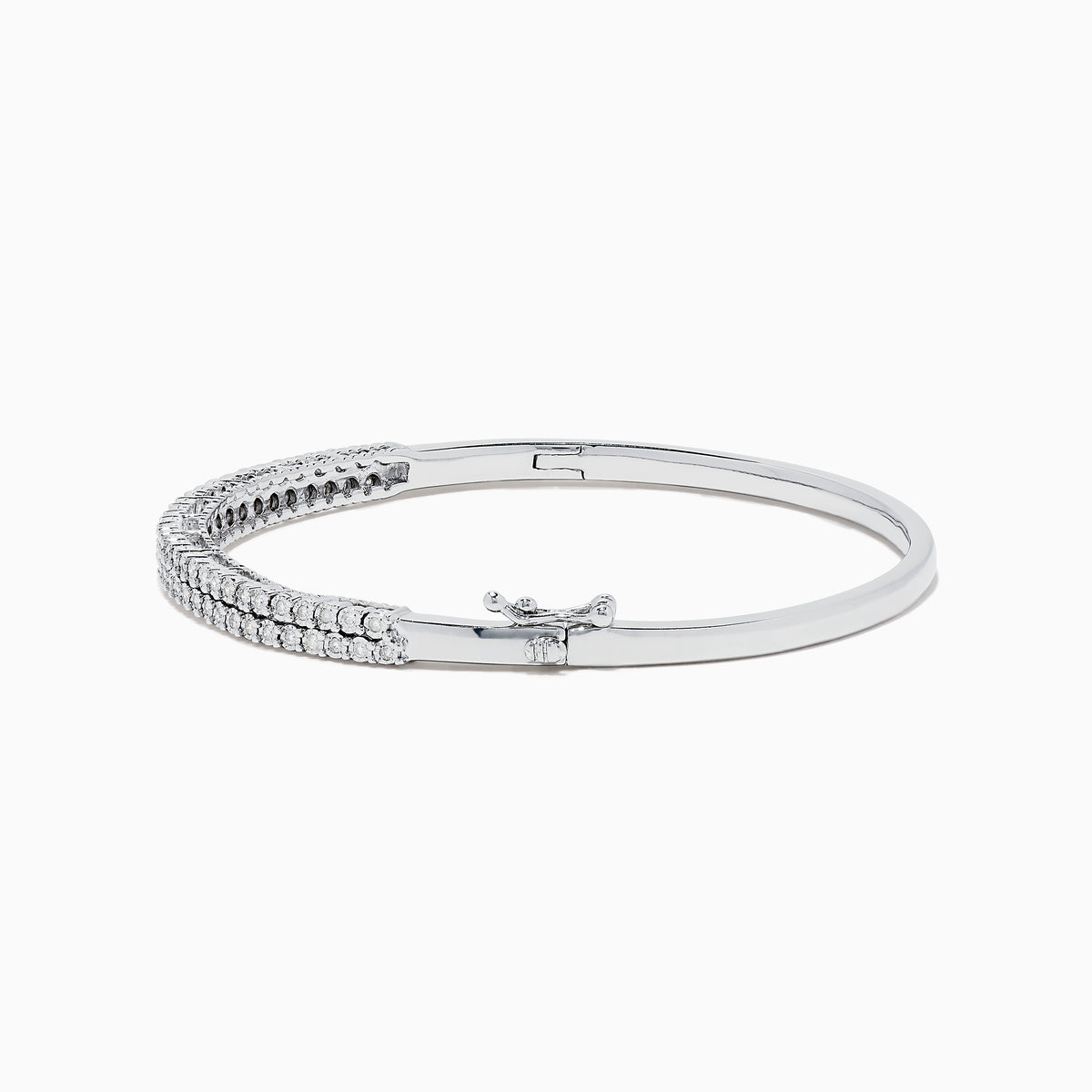 The 925 Sterling Silver Diamond Bangle features three rows of sparkling clear stones by Effy, displayed against a plain white background.