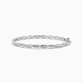 The 925 Sterling Silver Diamond Bangle features an elegant twisted design with alternating smooth sections and sparkling diamond accents.