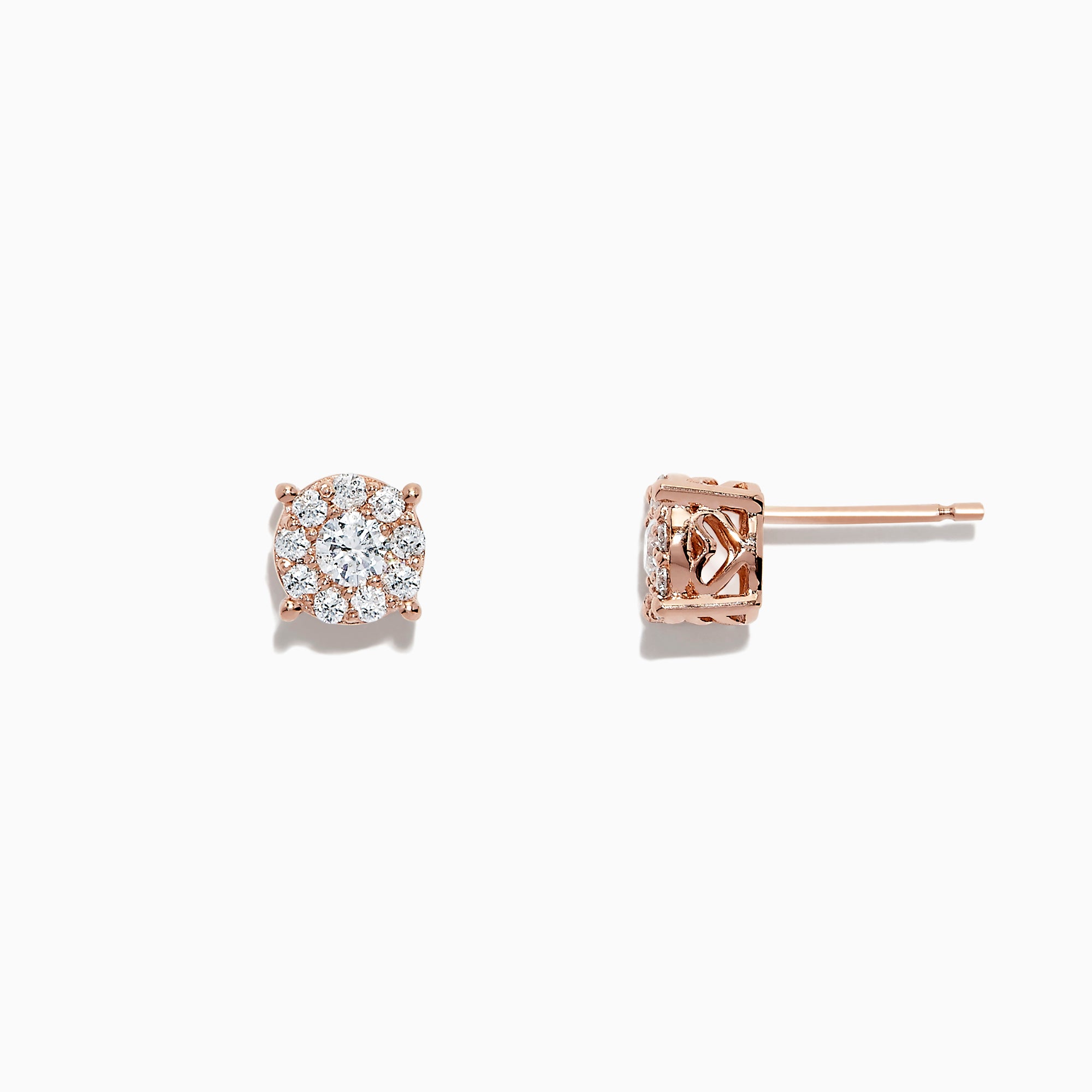 The Bouquet 14K Rose Gold Diamond Cluster Stud Earrings, 0.50 TCW, feature sparkling diamond clusters set in rose gold prongs and are displayed on a plain white background.