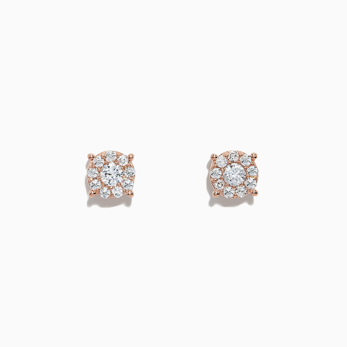 The Bouquet 14K Rose Gold Diamond Cluster Stud Earrings, 0.50 TCW, feature sparkling diamond clusters set in rose gold prongs and are displayed on a plain white background.