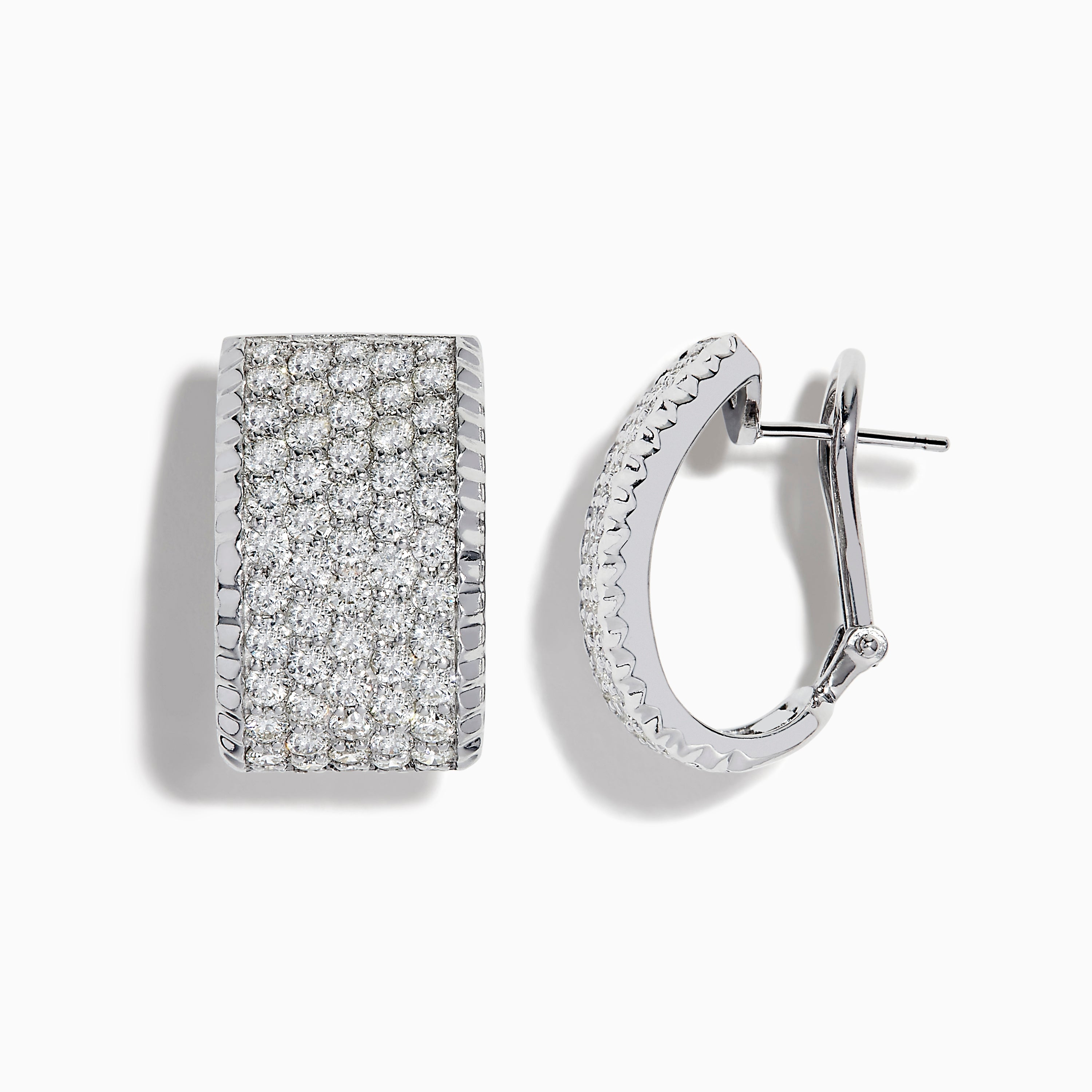 Effy 14K White Gold Diamond Huggie Earrings