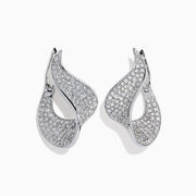 The Pave Classica 14 Karat White Gold Diamond Earrings feature a flowing teardrop design encrusted with sparkling diamonds totaling 2.25 TCW.