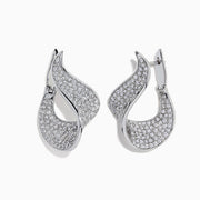 The Pave Classica 14 Karat White Gold Diamond Earrings feature a flowing teardrop design encrusted with sparkling diamonds totaling 2.25 TCW.