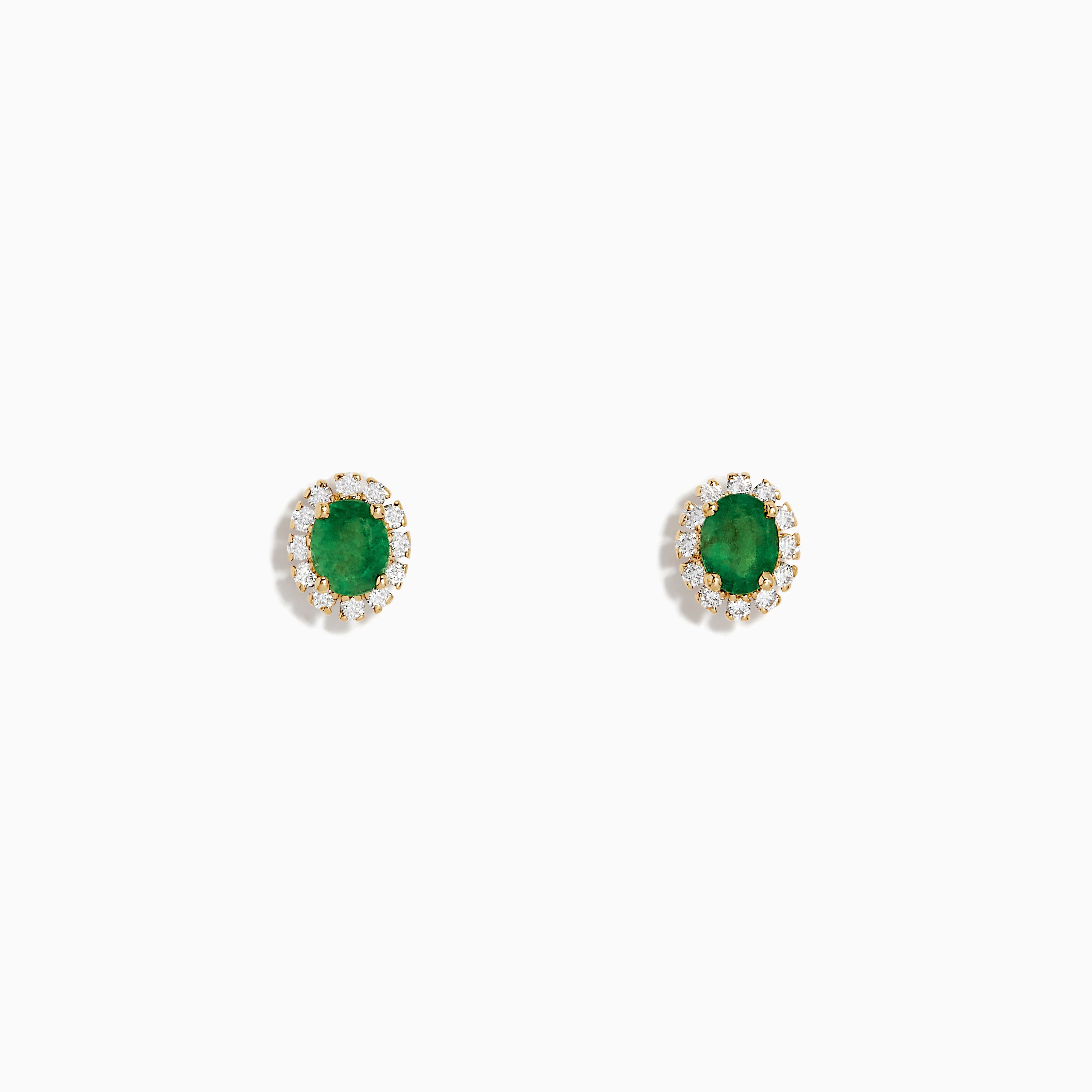 Effy 14K Yellow Gold Emerald and Diamond Earrings