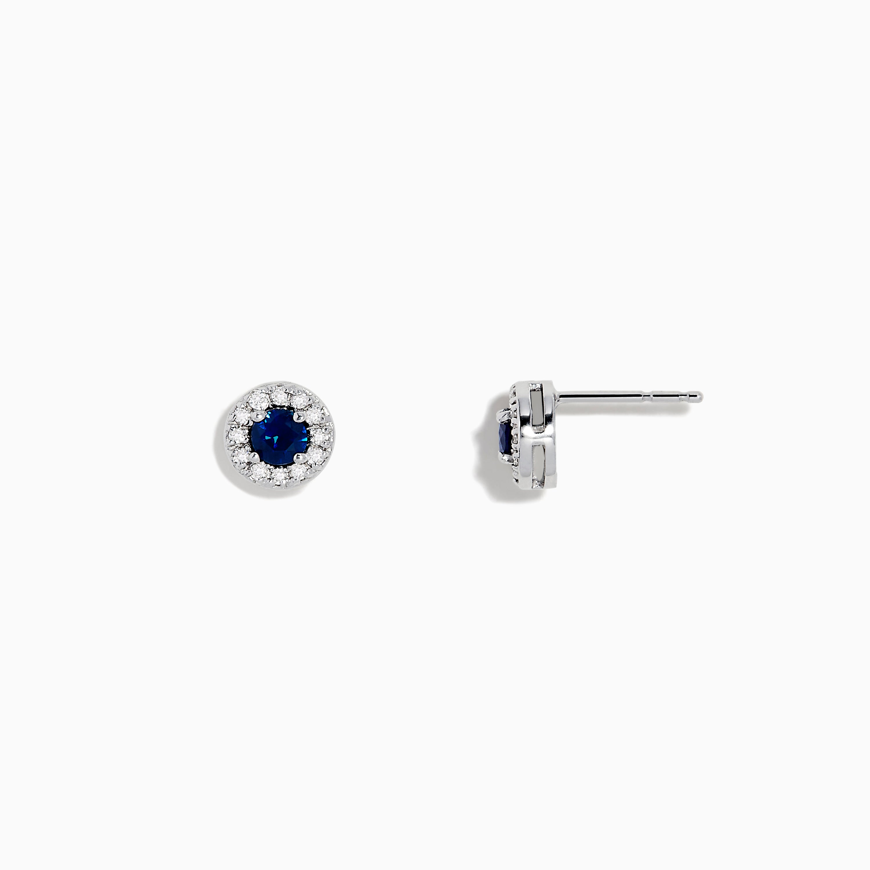 Effy 14K White Gold Blue Sapphire and Diamond Earrings