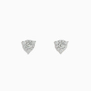 The Pave Classica 14K White Gold Diamond Triangle Stud Earrings are shown against a white background, featuring small triangular clusters of closely set round diamonds in elegant 14K white gold.