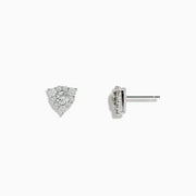 The Pave Classica 14K White Gold Diamond Triangle Stud Earrings are shown against a white background, featuring small triangular clusters of closely set round diamonds in elegant 14K white gold.