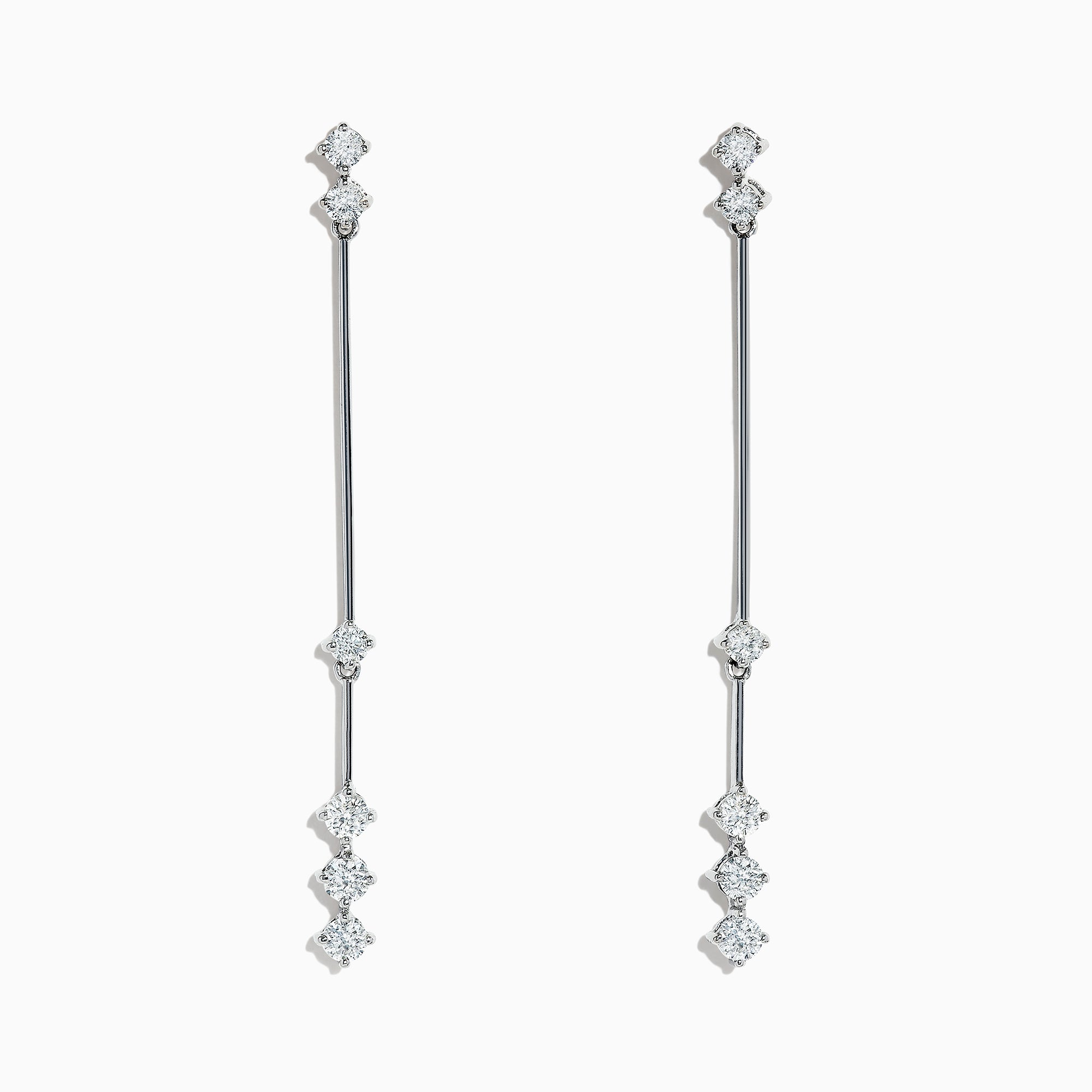 Effy Pave Classica 14K White Gold Diamond Vertical Earrings, 1.18 TCW