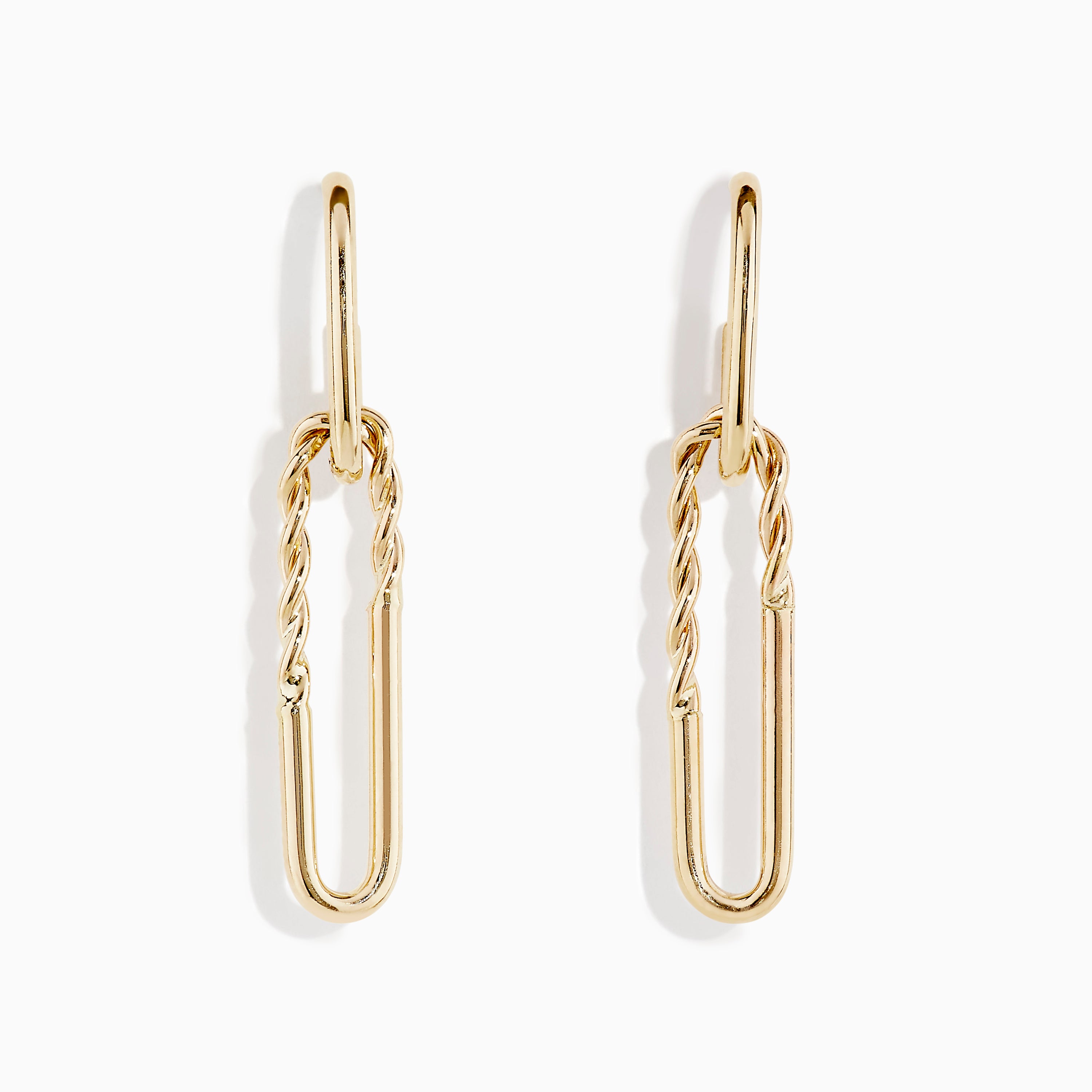 14K Yellow Gold Hoop and Paperclip Earrings