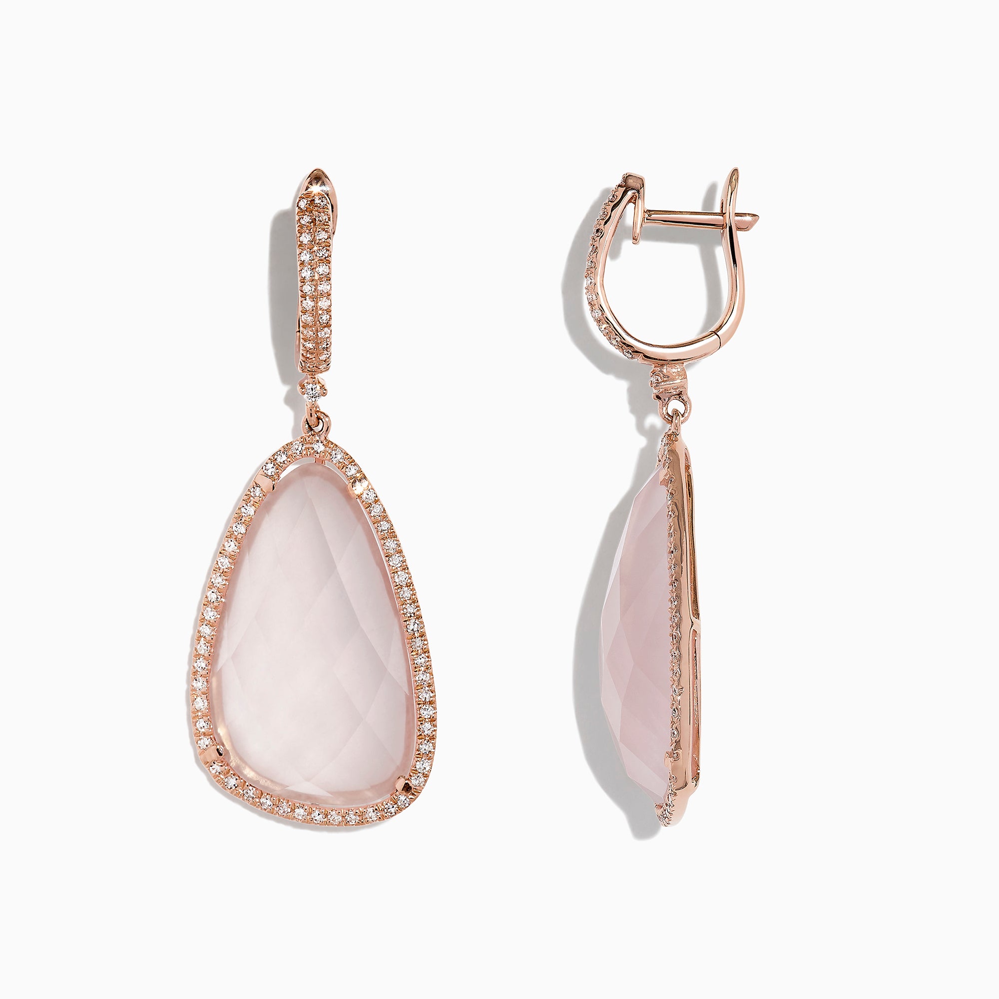 Effy 14K Rose Gold Pink Quartz and Diamond Earrings, 24.36 TCW