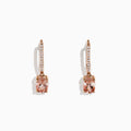 The Blush 14K Rose Gold Morganite and Diamond Earrings, 1.49 TCW, feature oval pink gemstones and a slim vertical line of sparkling diamonds, elegantly set against a white background.