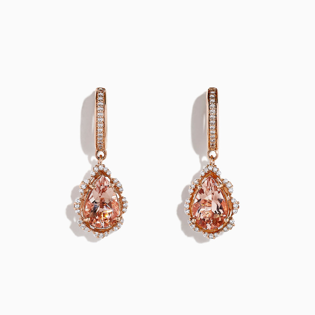 Effy Blush 14K Rose Gold Morganite and Diamond Drop Earrings, 2.63 TCW