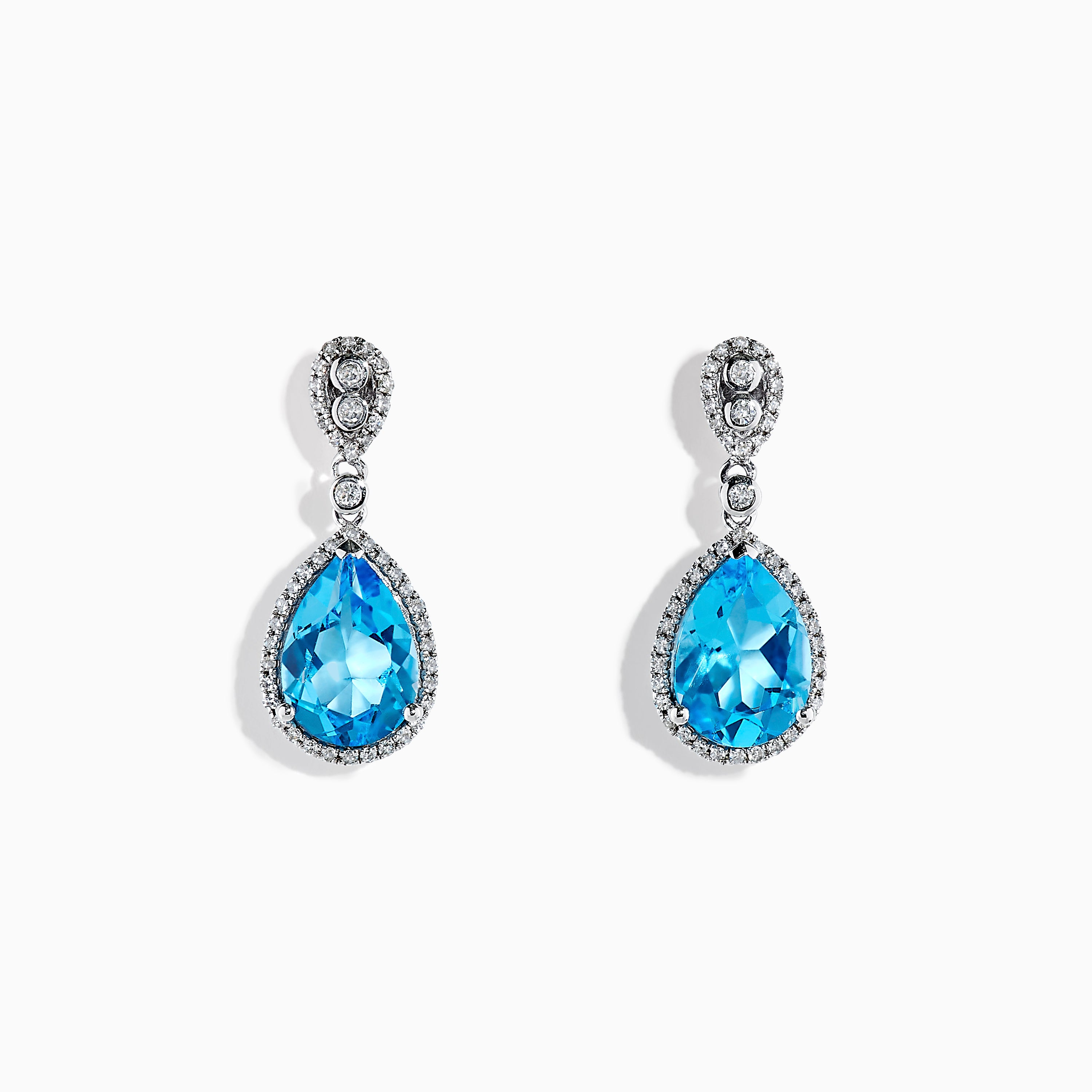 Effy Ocean Bleu 14K White Gold Topaz and Diamond Drop Earrings