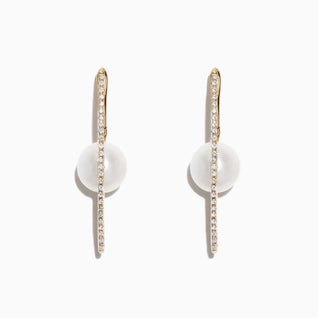 14K Gold Cultured Fresh Water Pearl & Diamond Earrings, 0.20 TCW