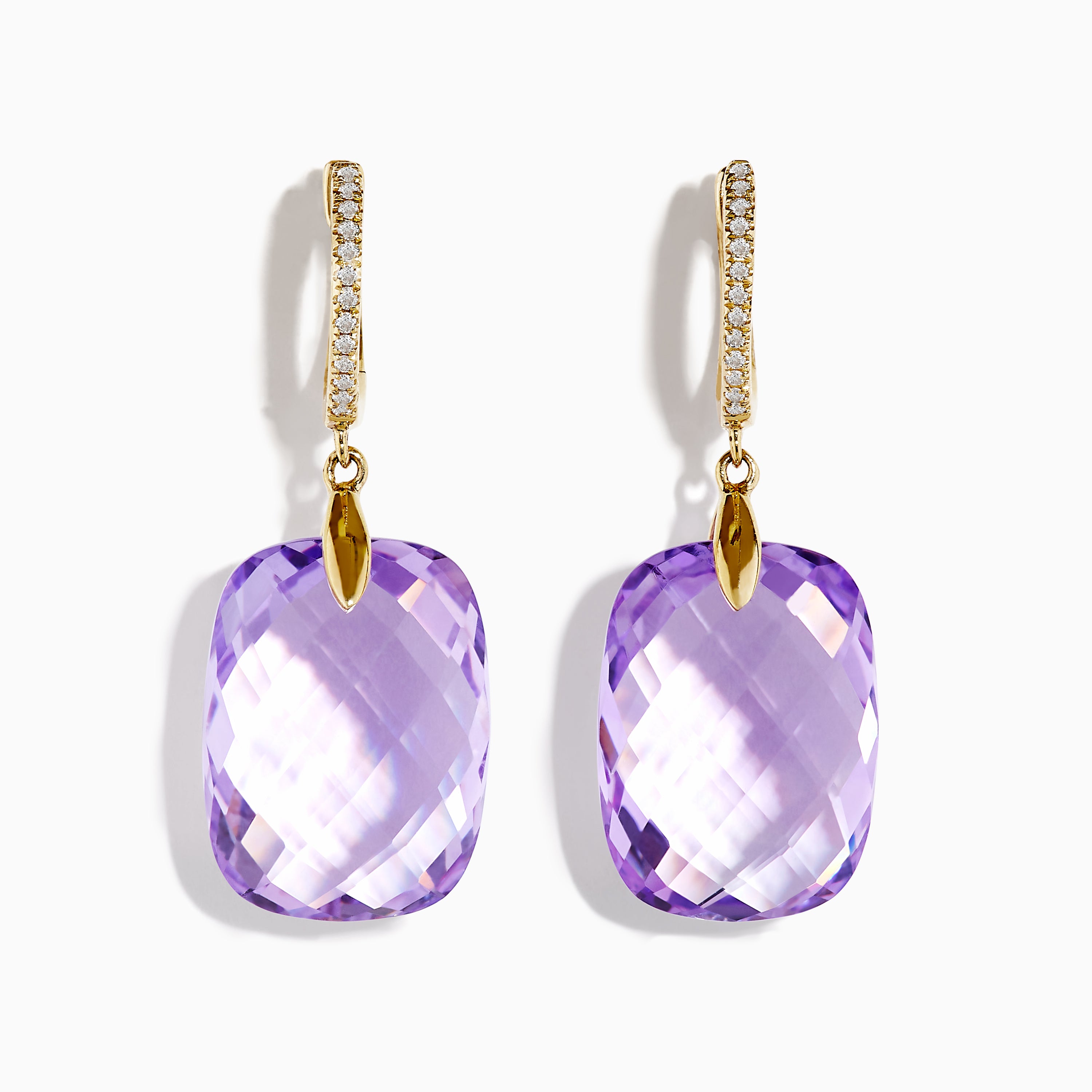 Oval Amethyst Dangle Earrings with Diamond Accent, 14K Yellow Gold |  Gemstone Jewelry Stores Long Island – Fortunoff Fine Jewelry