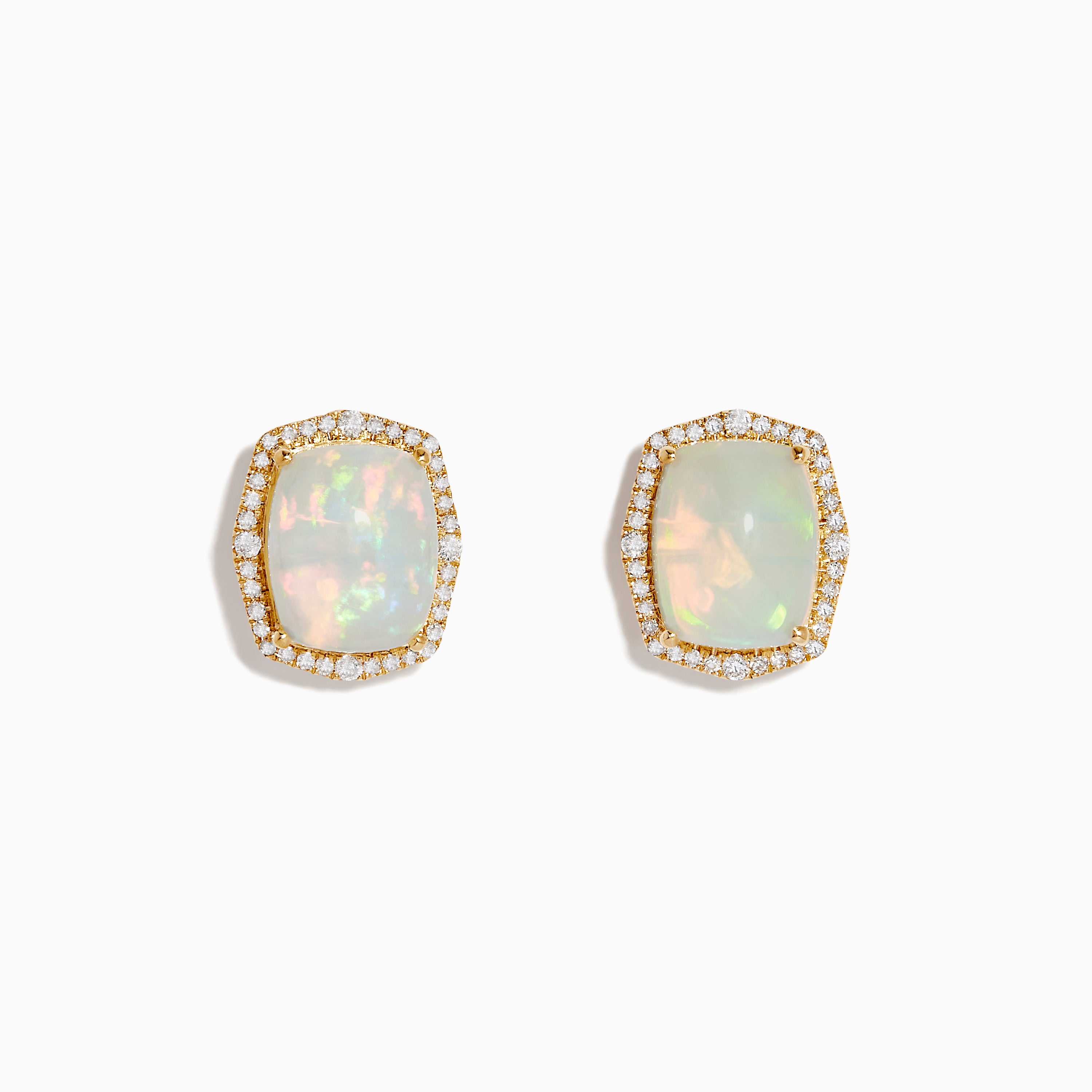 Effy Aurora 14K Yellow Gold Diamond and Opal Stud Earrings