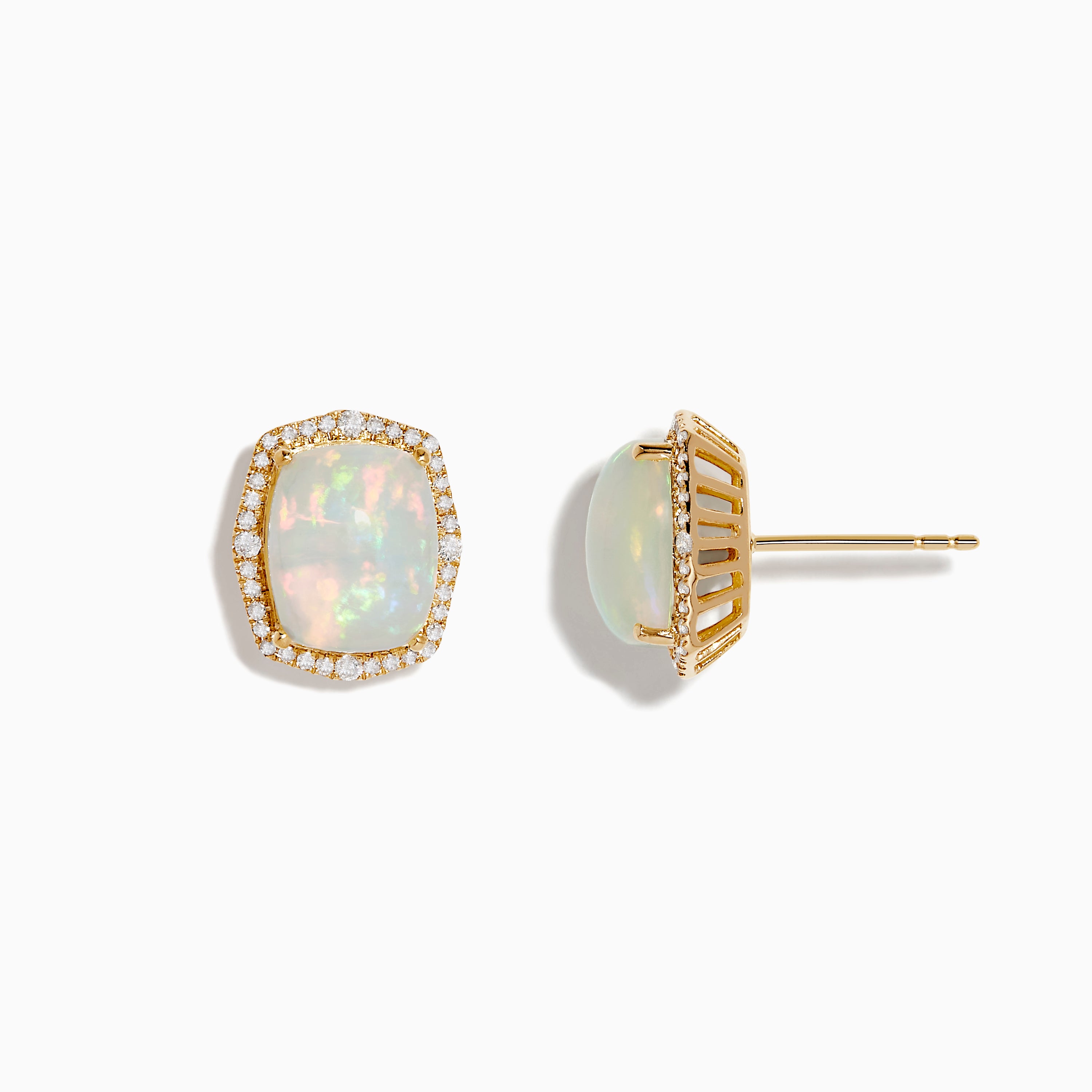 Effy Aurora 14K Yellow Gold Diamond and Opal Stud Earrings