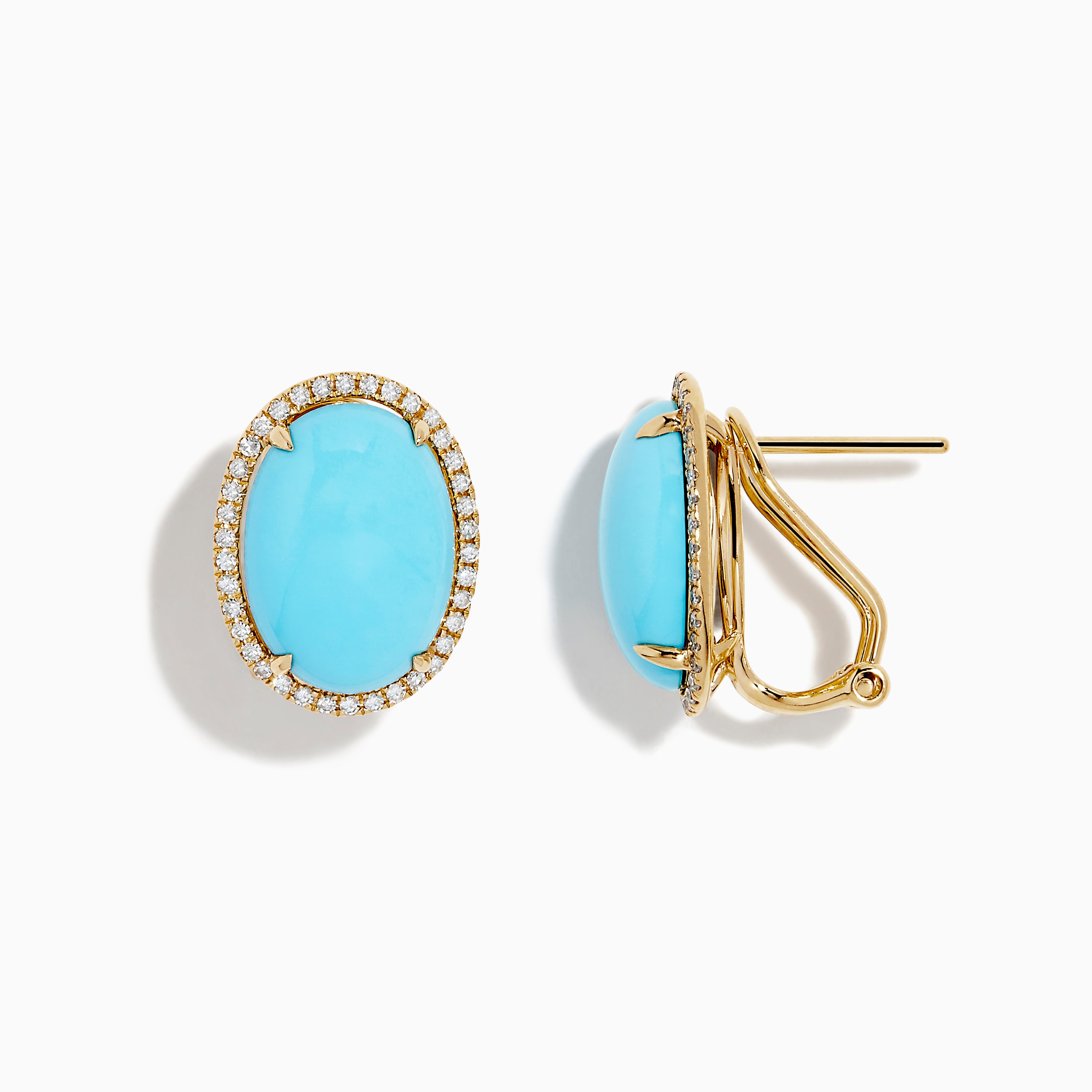 14K Yellow Gold Turquoise and Diamond Earrings – - Main Image