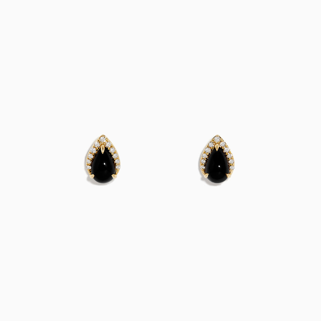Effy Eclipse 14K Yellow Gold Onyx and Diamond Teardrop Stud Earrings