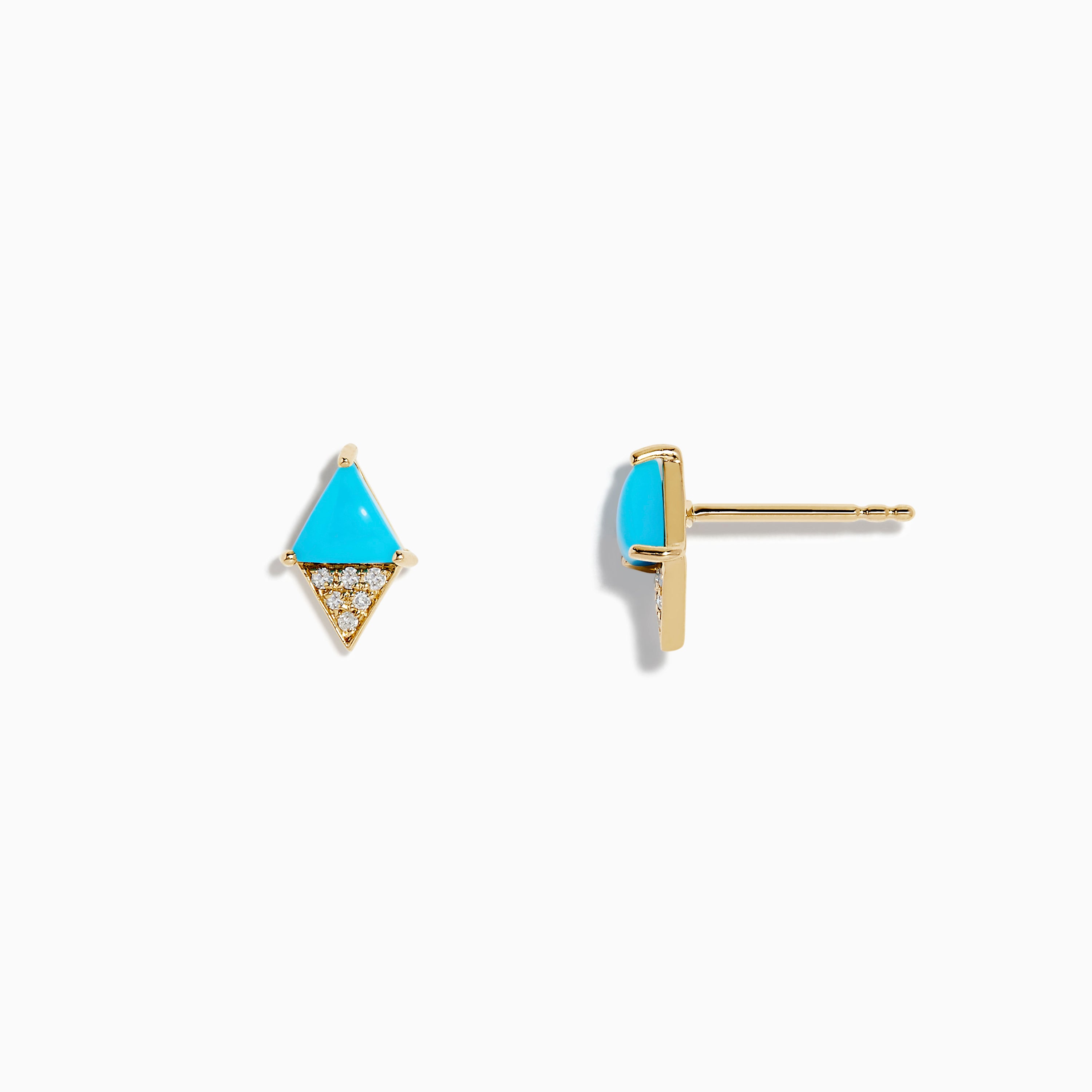 14K Yellow Gold Turquoise and Diamond Stud Earrings – effyjewelry.com