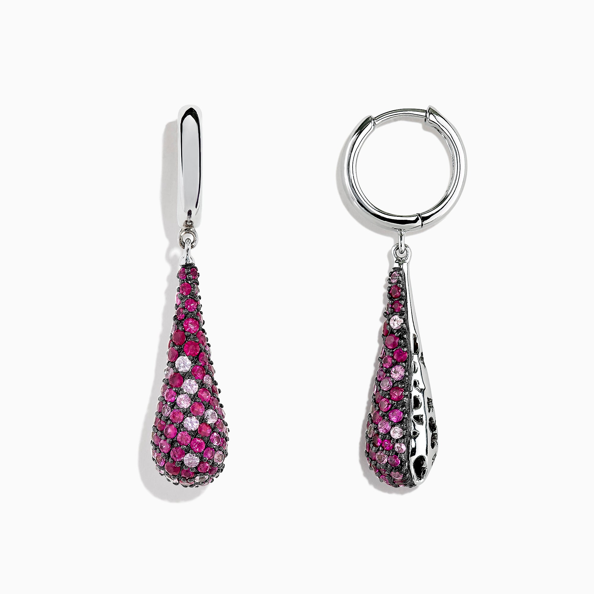 Effy Splash Sterling Silver Pink Sapphire and Ruby Drop Earrings, 3.90 TCW