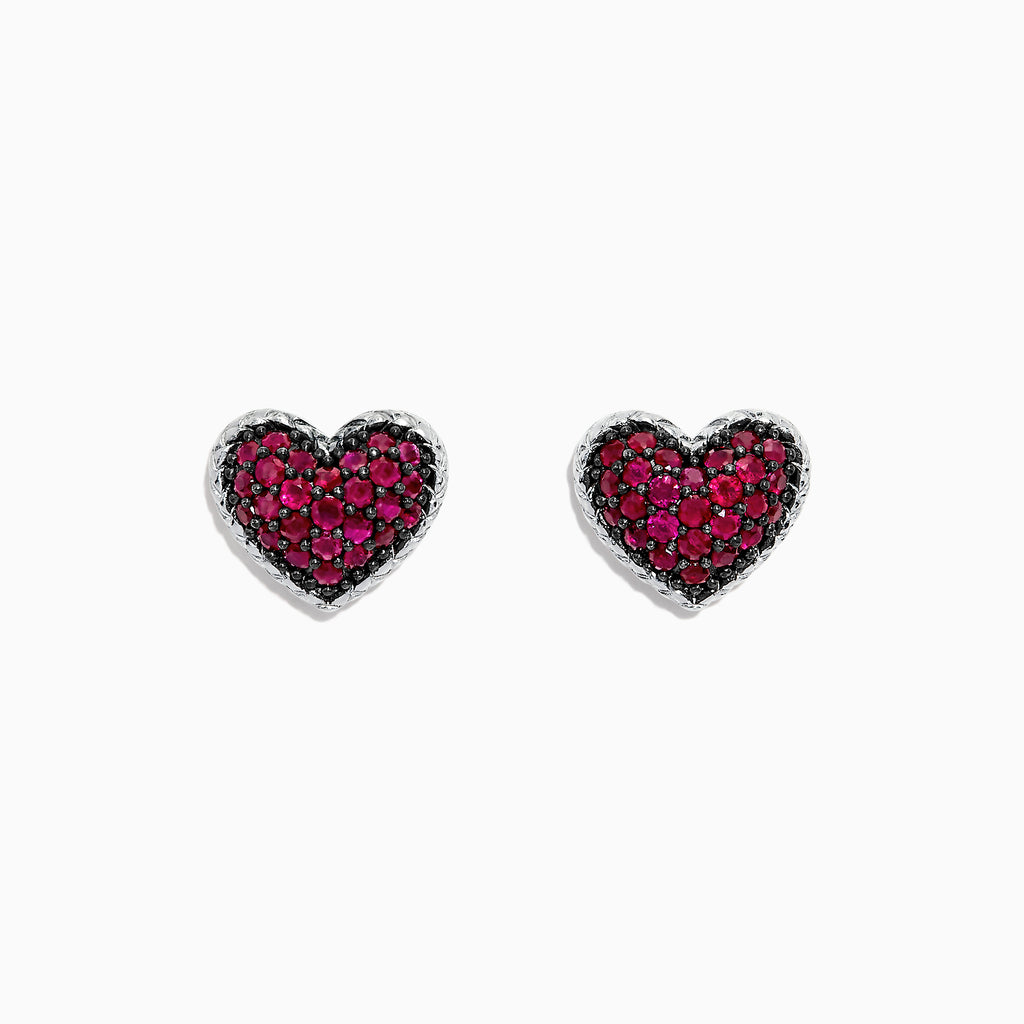 Effy 925 Sterling Silver Ruby Heart Earrings, 1.31 TCW