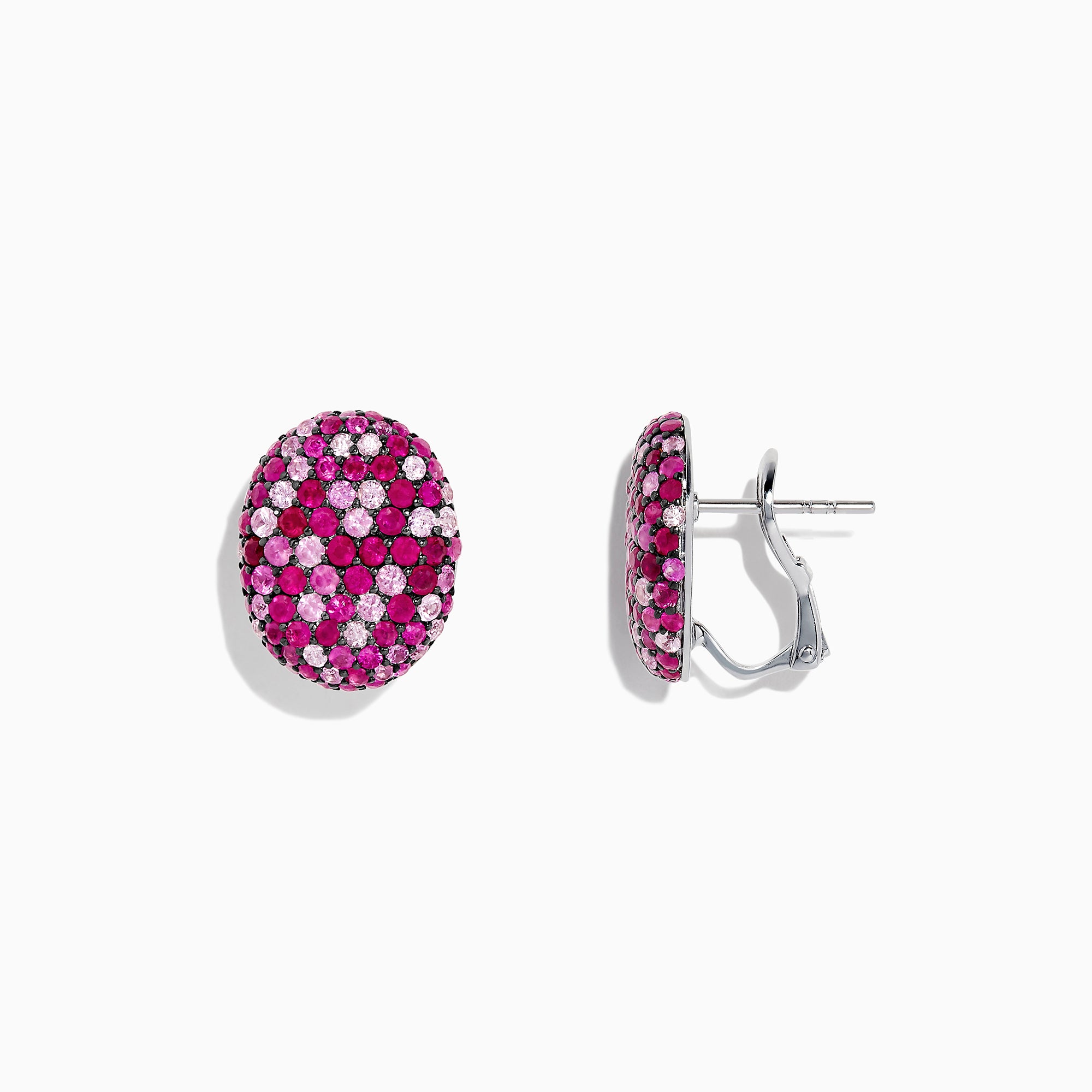 Effy Splash Sterling Silver Pink Sapphire and Ruby Oval Earrings, 3.12 TCW